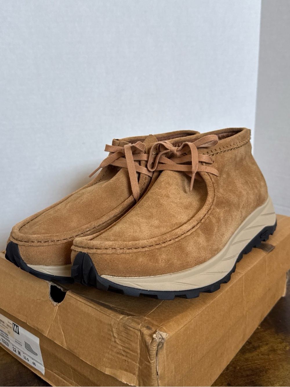 CLARKS Originals Mens Wallabee Eden Suede Ankle Boots Dark Sand NEW Size 12